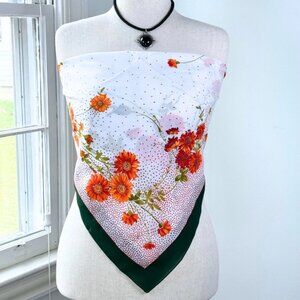 Vintage Valentina Fiore Orange Daisy Scarf Floral Square Cottagecore